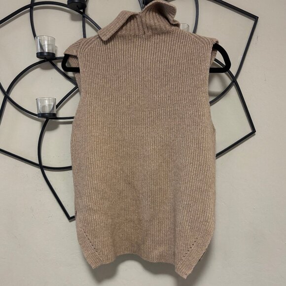 SOLD OAK + FORT Sleeveless Turtleneck Knit Tan Top M - Picture 2 of 6